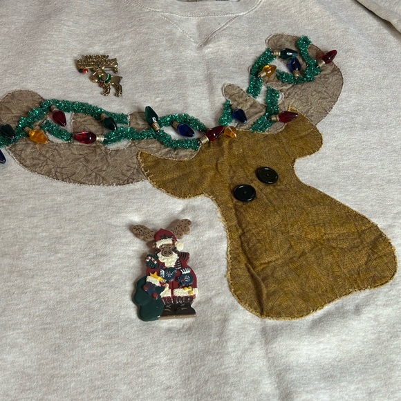 Vintage Merry Christmoose Christmas Sweatshirt, Moose Crewneck. Size 22-24W - Picture 2 of 14